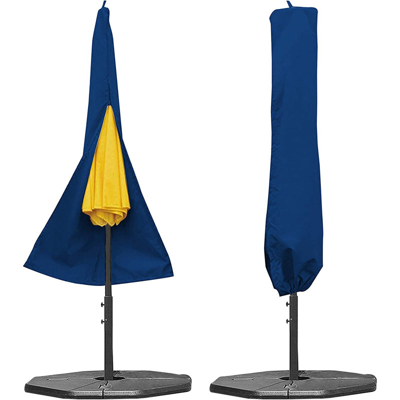Heavy-Duty Patio Outdoor Waterproof Umbrella Cover, Windproof UV-Resistant Market Parasol Cover, Blue
