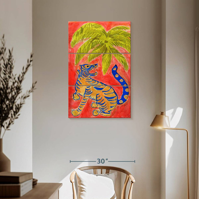 Brampt Tiger Under Palms, 57" H x 36" W