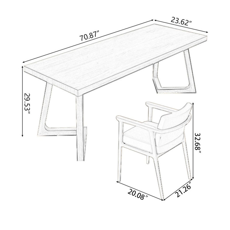 Ensemble de bureau rectangulaire en bois massif 70,87 "brun