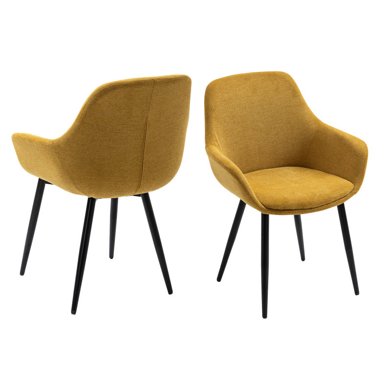 4 - Person Dining Set, 75cm H x 180cm W x 90cm D, Cognac/Yellow/Black, Black/Yellow/Cognac
