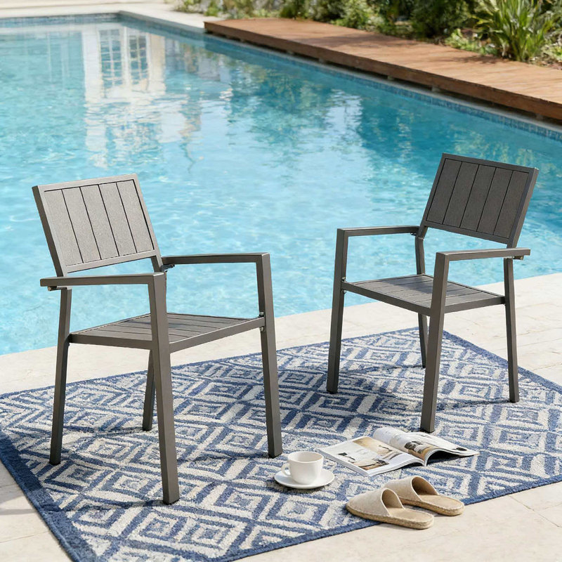 Ensemble de 2 fauteuils de patio en métal pour l'extérieur