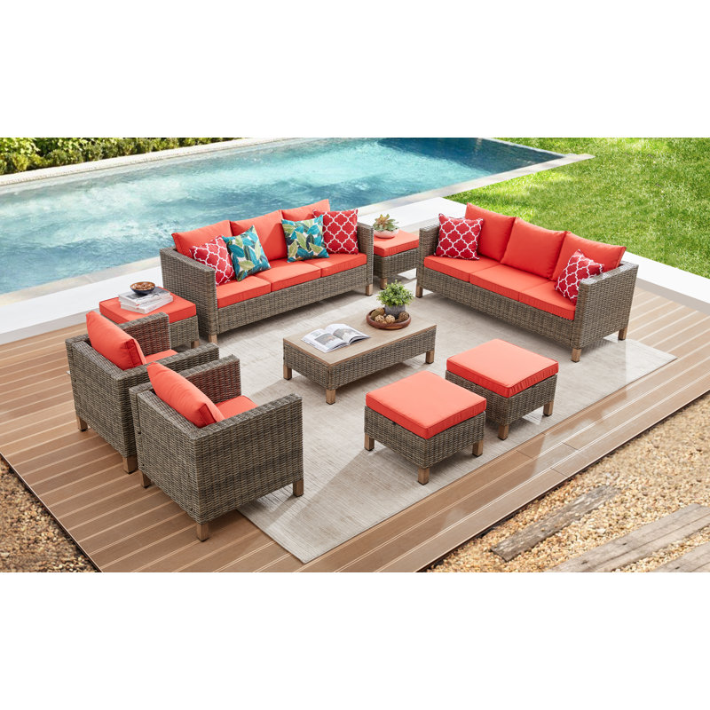 Duponta 12 - Person Patio Conversation Set with Cushions, Orange