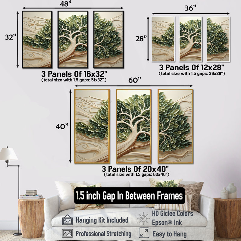 «Tree American Basswood Collage 2», art mural arbre, H 28 po x l 36 po x P 1 po, Cadre flottant noir
