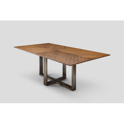 Valencia Walnut Metal Base Dining Table