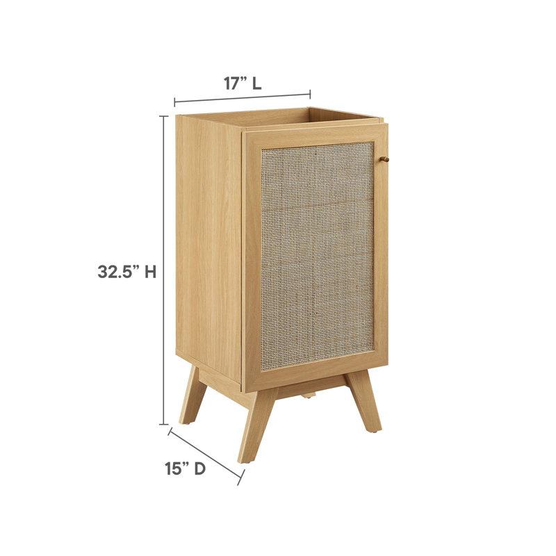 Soma Oak Single Bathroom Vanity with Rattan Door