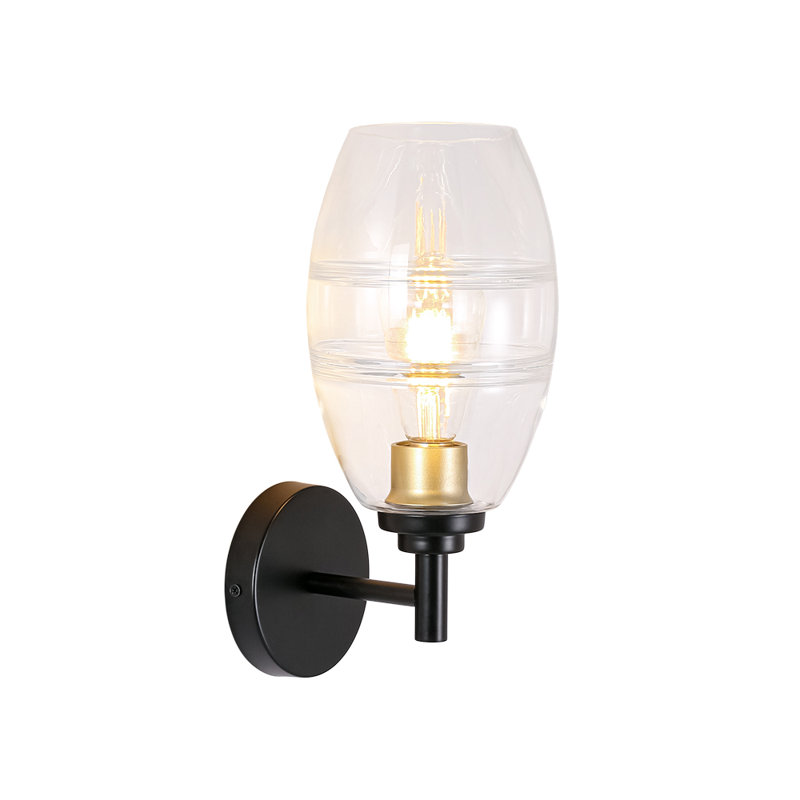 Applique murale 1 lumière avec abat-jour en verre