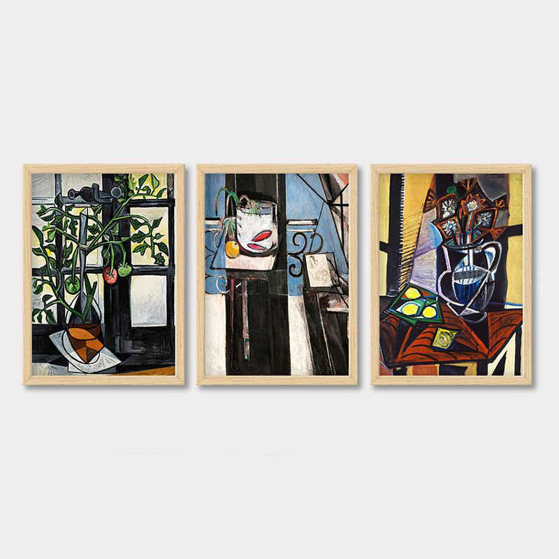 Ensemble de 3 peintures élégantes encadrées décoratives, 13,8 x 17,7 pouces chacune | 100% bois avec cadre 100% polystyrène (épaisseur: 0,8 pouce) | Impression numérique UV, parfaite pour le salon et la décoration intérieure