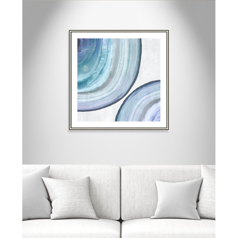 «Endless Blue II» par Eva Watts - reproduction d'art, H 33,25 po x l 33,25 po x P 0,88 po, Papier avec cadre argenté