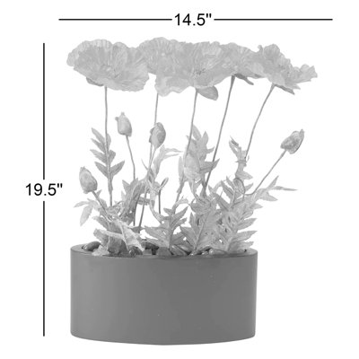 19.5'' Faux Poppies Plant in Metal Planter
