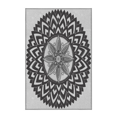 Tapis noir/gris tissé à la machine
