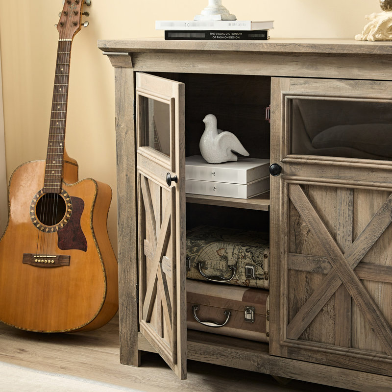 Buffet 2 portes pour bar à café, grand - gris délavé, style rétro et armoire de rangement à 2 portes avec option de rangement. Buffet de salle à manger. Style avec surface facile