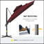 Parasol de patio décalé sophistiqué de 10 pi, parasol suspendu en porte-à-faux, forme carrée, base en aluminium croisée, inclinable, rotation à 360 degrés-365424800