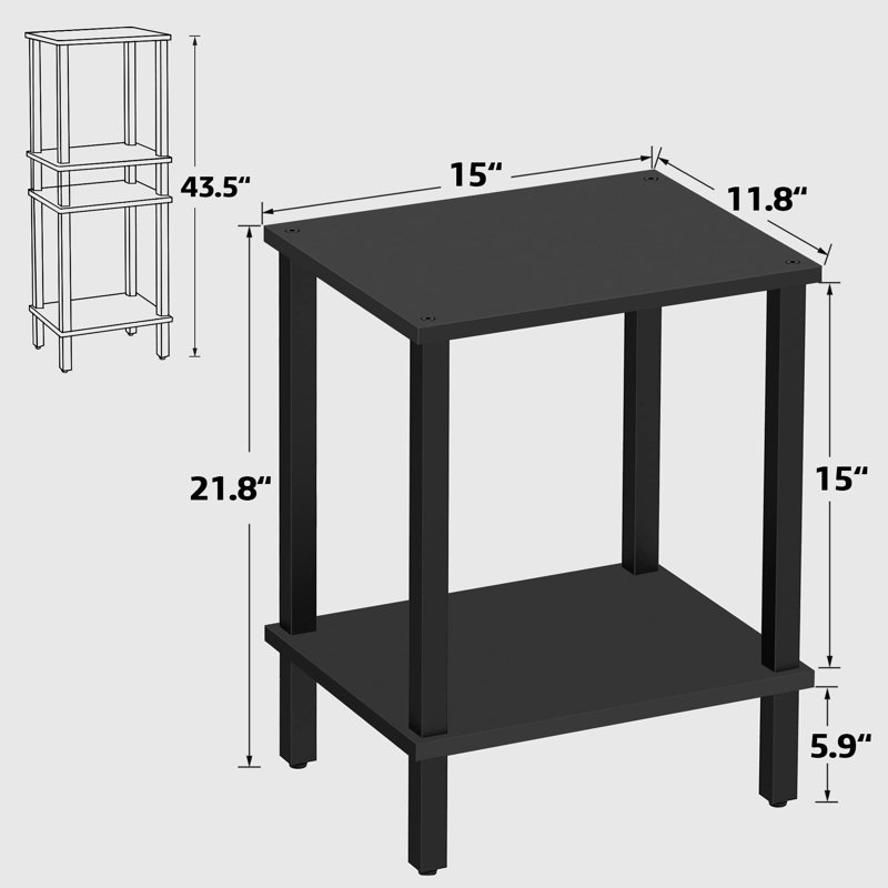 Table d'appoint pour canapé pour petits espaces, Noir