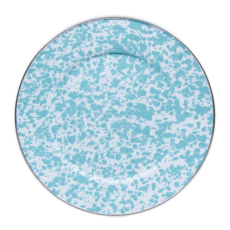 Solid Handmade Enamelware Dinner Plate, Sea Glass