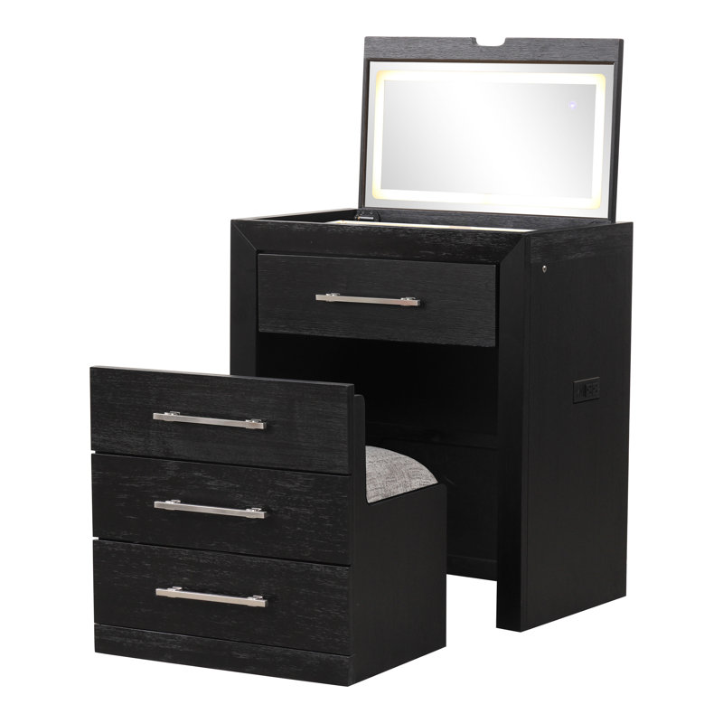 Ensemble de chambre à coucher avec meuble-lavabo 3 pièces Bellête, 2 Pieces: Bed, Make-up Vanity, Très grand