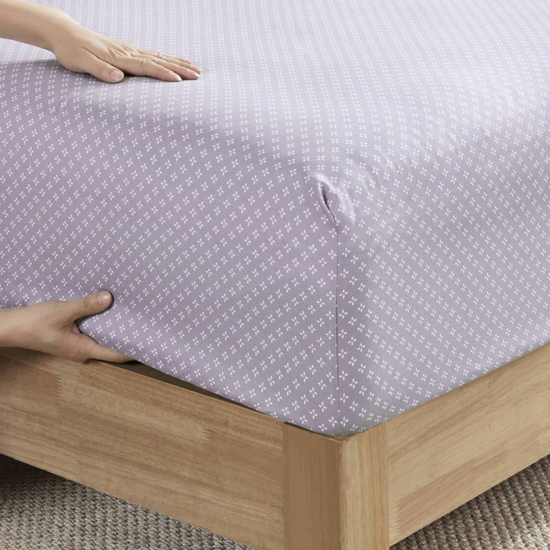 Lit double dans un sac floral taupe avec édredon et draps, 2 taies décoratives, 1 drap plat, taies d'oreiller ajustées, microfibre imprimée, motif assorti, preuve, diamant brossé
