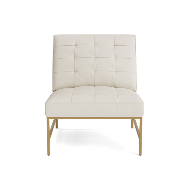 Major Leather Chair, Brushed Brass, Greenwich Performance Leather - Cream