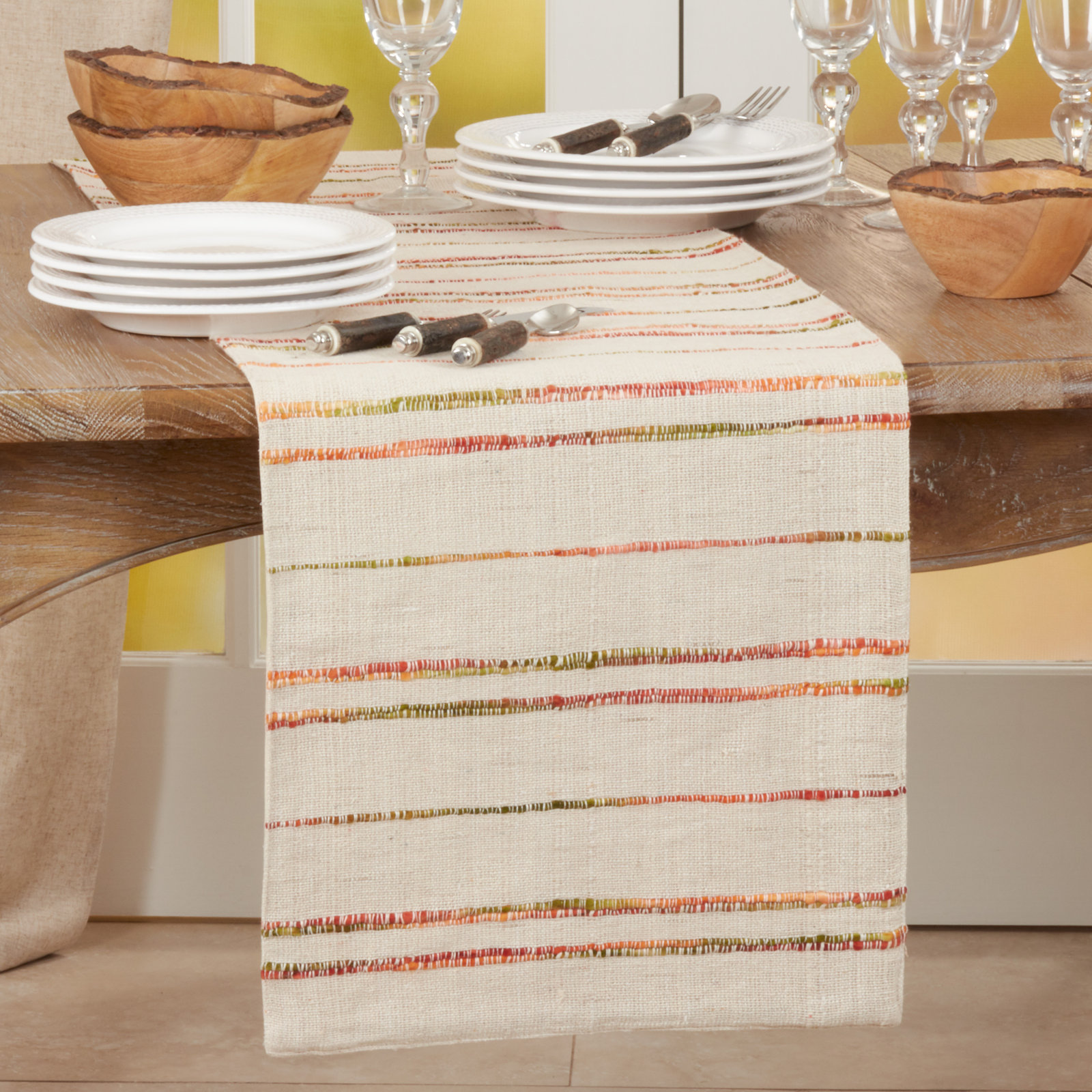 Tabron Striped Table Runnner, 90" x 16"