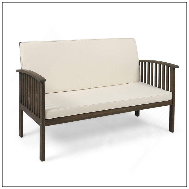 Casa Acacia Loveseat With Durable Weather-Resistant Frame And Comfortable Cushions For Outdoor Relaxation, Cream, Gray