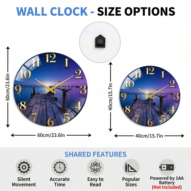 Horloge murale Dock, 40 x 40 cm (15,7 x 15,7 pouces)