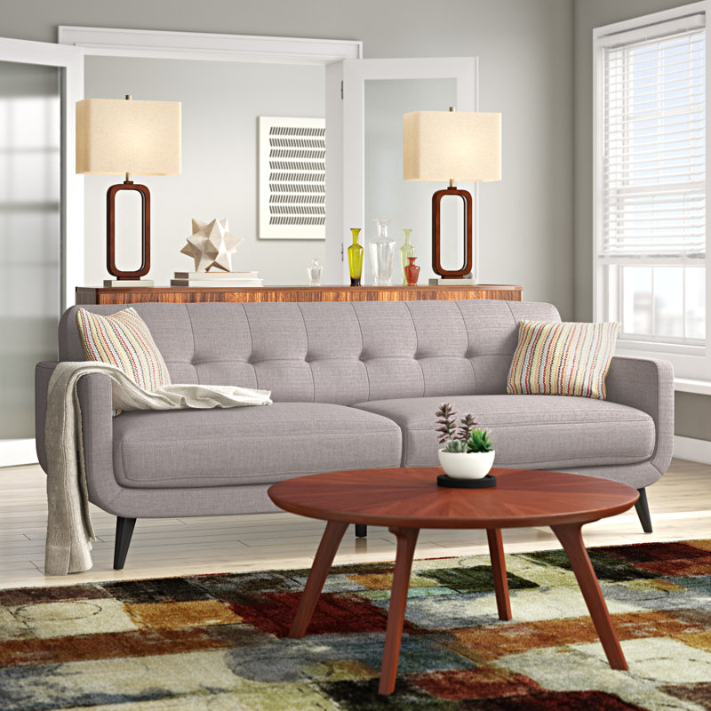 Sider Upholstered Sofa, Gray, 34.5" H x 85.3" W x 34.5" D