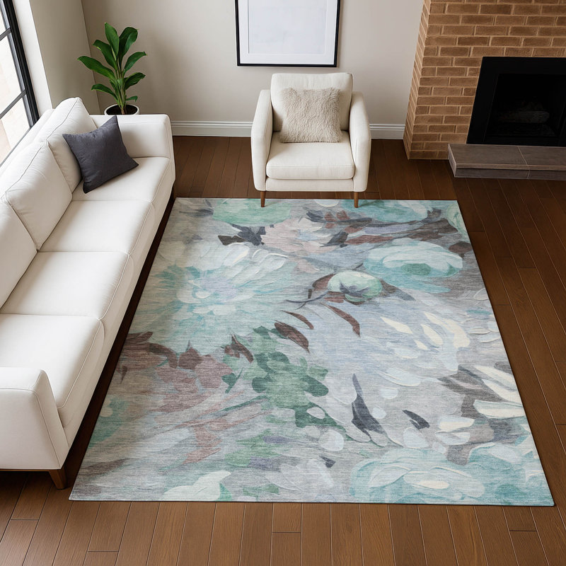 Tapis floral intérieur / extérieur lavable à la machine Jenning ACN2264, Rectangle 2 pi 6 po x 3 pi 10 po