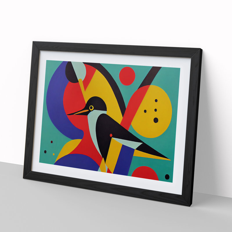 Abstract Kingfisher Bird Vol.3 - Framed Print, Black, 46cm H x 64cm W x 2cm D