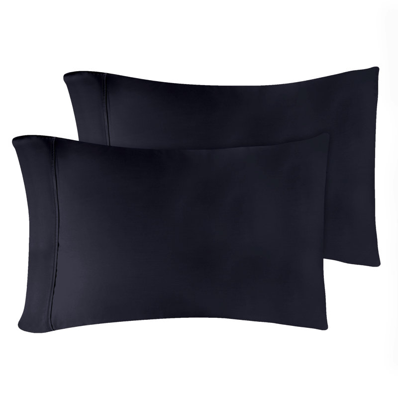 Superior 300 Thread Count Egyptian Cotton Blend Solid Pillowcases Set, King, Navy Blue