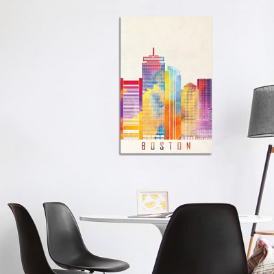 Boston Landmarks Watercolour 1 Piece Wrapped Canvas Wall Art