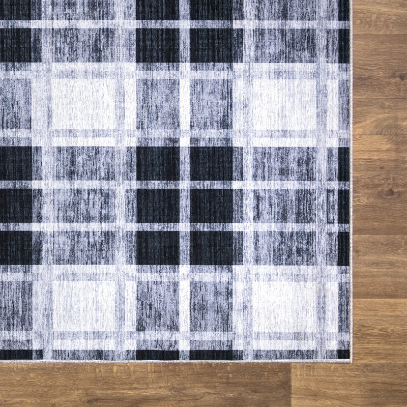 Tapis noir / blanc Liyan, Rectangle 7 pi 9 po x 10 pi 2 po