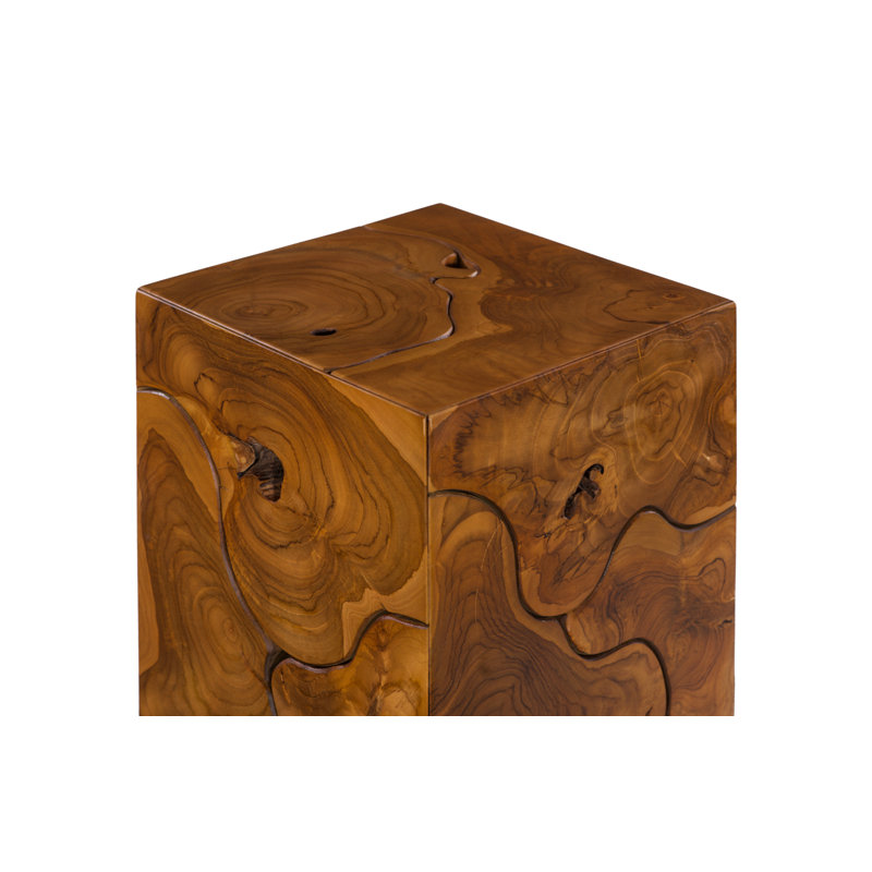 Teak Chunk Square Pedestal Sculpture