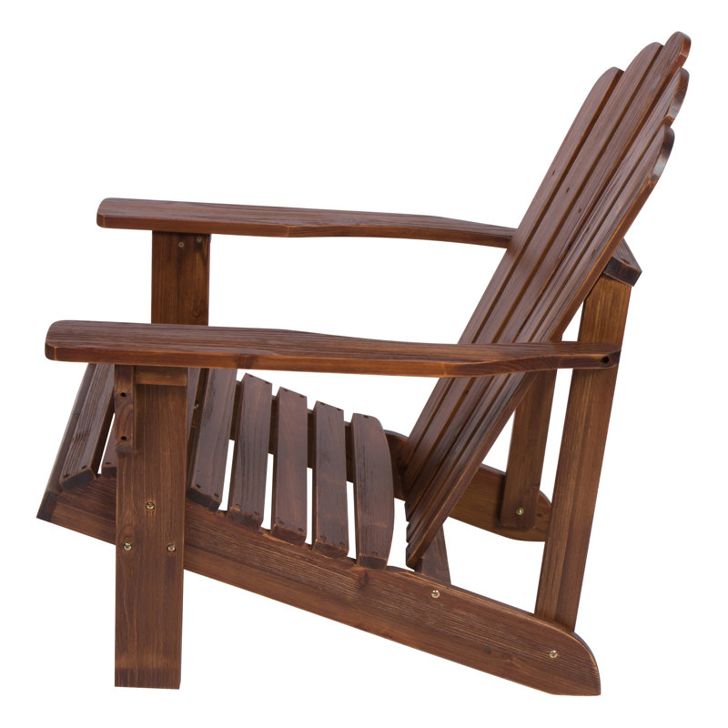 Brently Solid Wood Adirondack Chair with Table, Oak