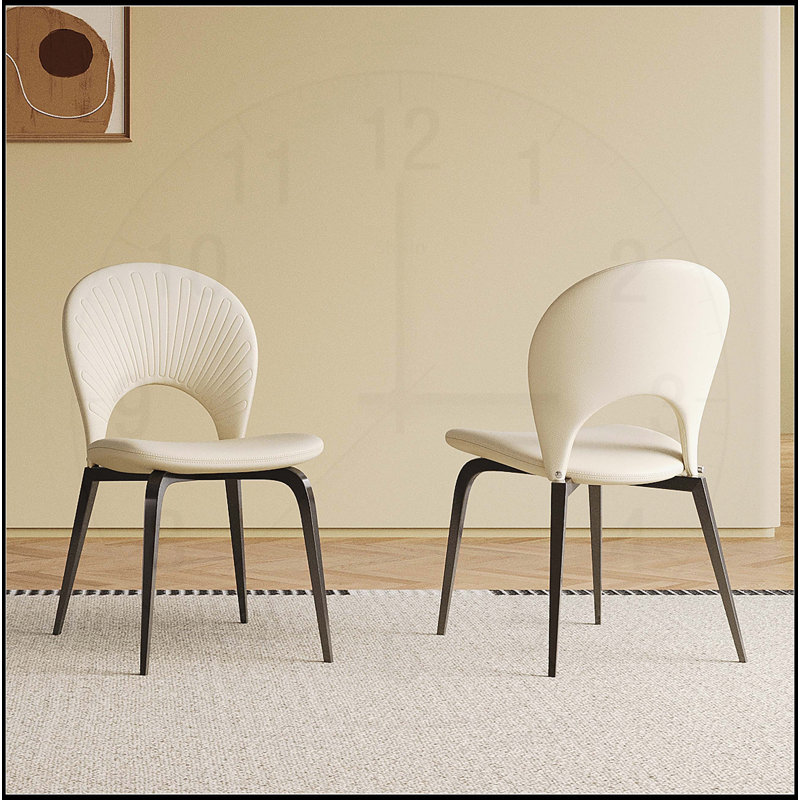 Moderne en polyuréthane - Chaises en cuir avec pieds et dossier en métal robuste, idéal pour les salons et les salles à manger, ensemble de deux pièces