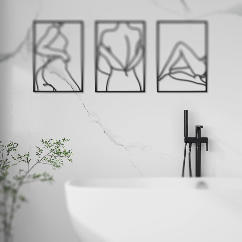 Glam Abstract Wall Decor on Metal, Black