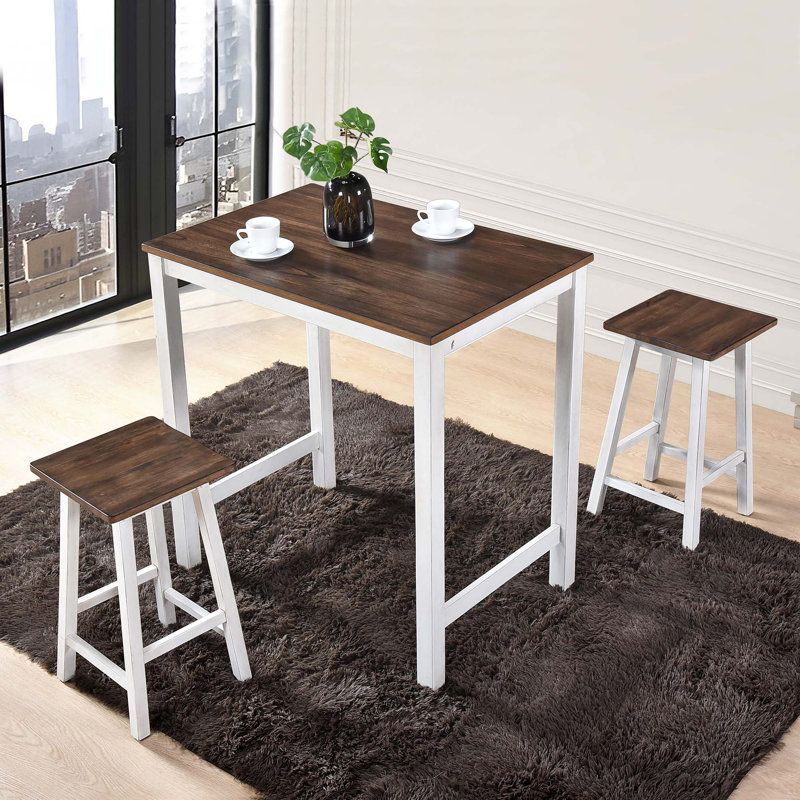 Tabouret suspendu 3 pièces facile à nettoyer pour les petits espaces, Chêne foncé antique