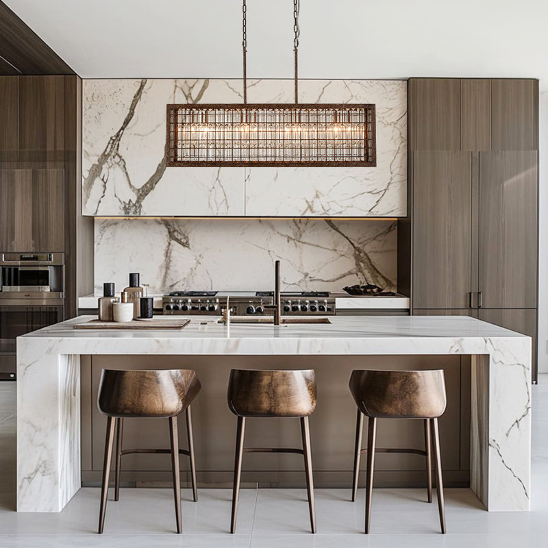 4-Light Kitchen Island Handcrafted Crystal Chandelier 