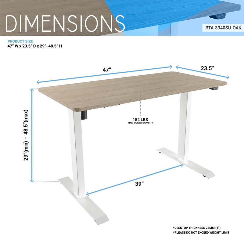 Techni Mobili Adjustable Sit To Stand Desk
