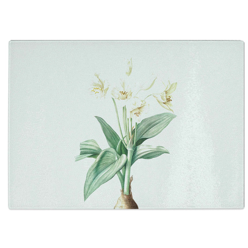 Tempered Glass Crinum Flowers Chopping Board, 39 cm W x 28.5 cm L