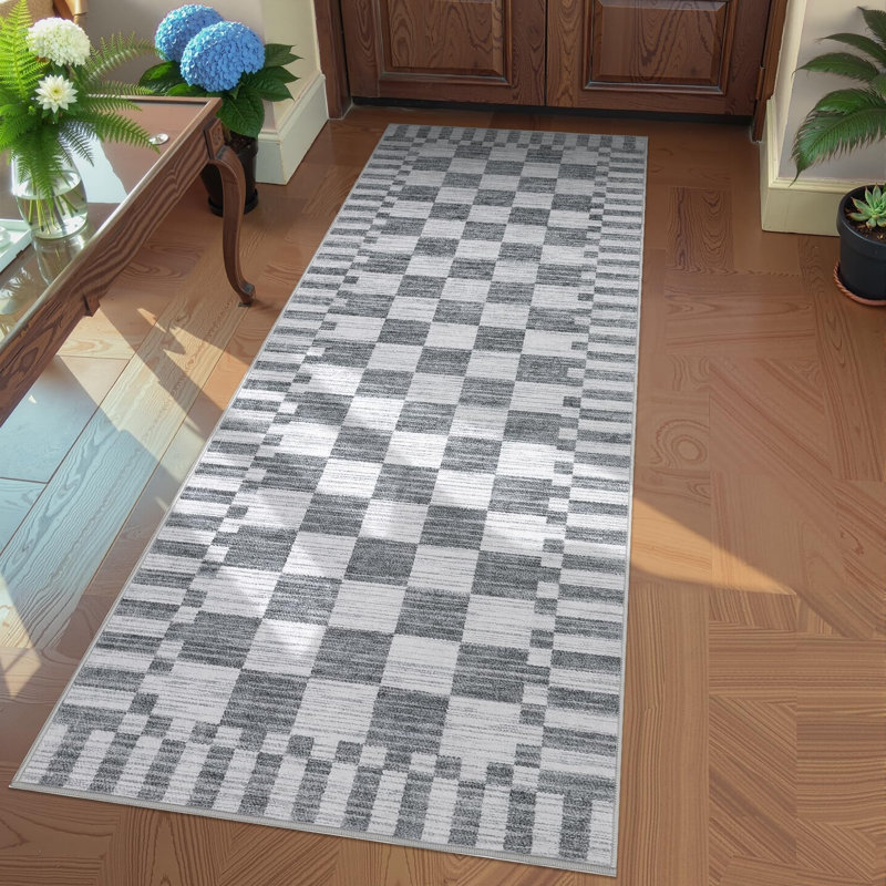Checkered Rug for Living Room Washable Bedroom Rugs Non Slip Back Modern Classic Area Rug for Kids Boys Bedroom Home Decor Carpet for Dining Room Office