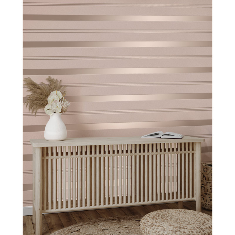 Collin Beige Bexley Stripe Wallpaper, Rose