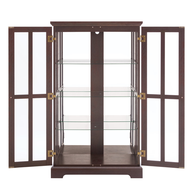 Armoires en porcelaine moderne avec rangement, armoire en verre à grain de bois de 30,31 pouces pour la maison