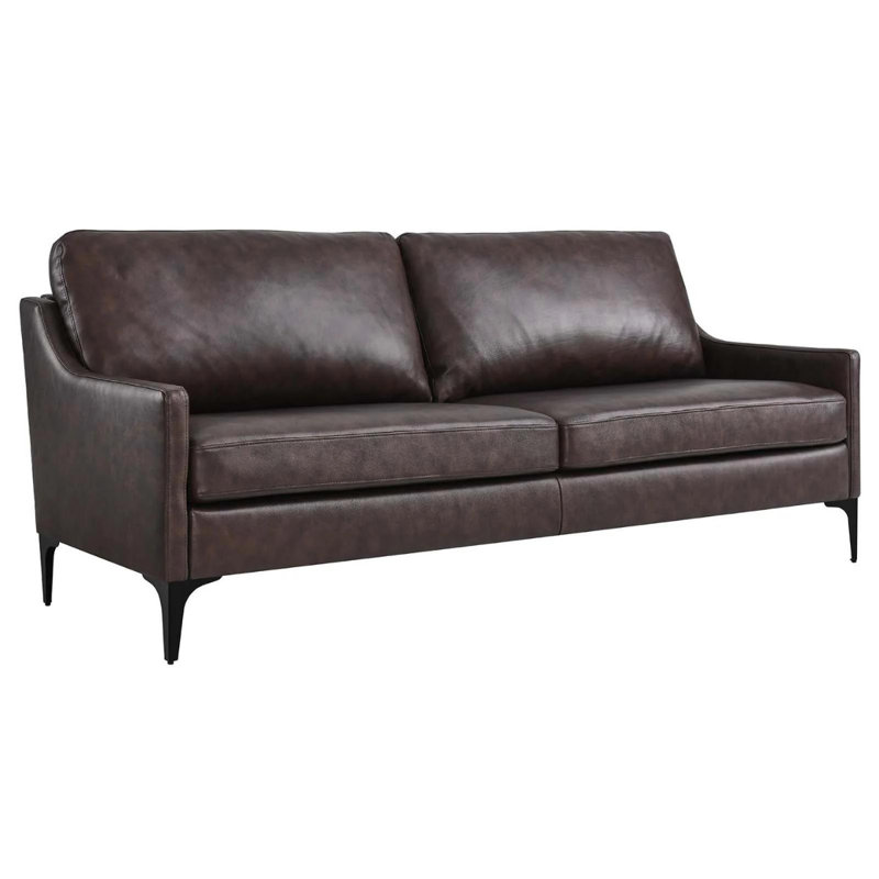 Modway Corland Leather Sofa, Brown Faux Leather