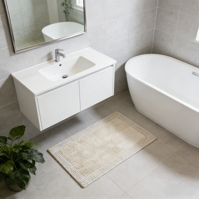 100% Cotton Tufted 3000 Gsm Reversible 1 Bath Rug 21X34", Single - 34" L x 21" W