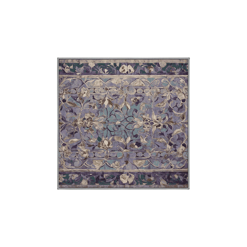 Tapis rose lavable à la machine, Carré 5 pi