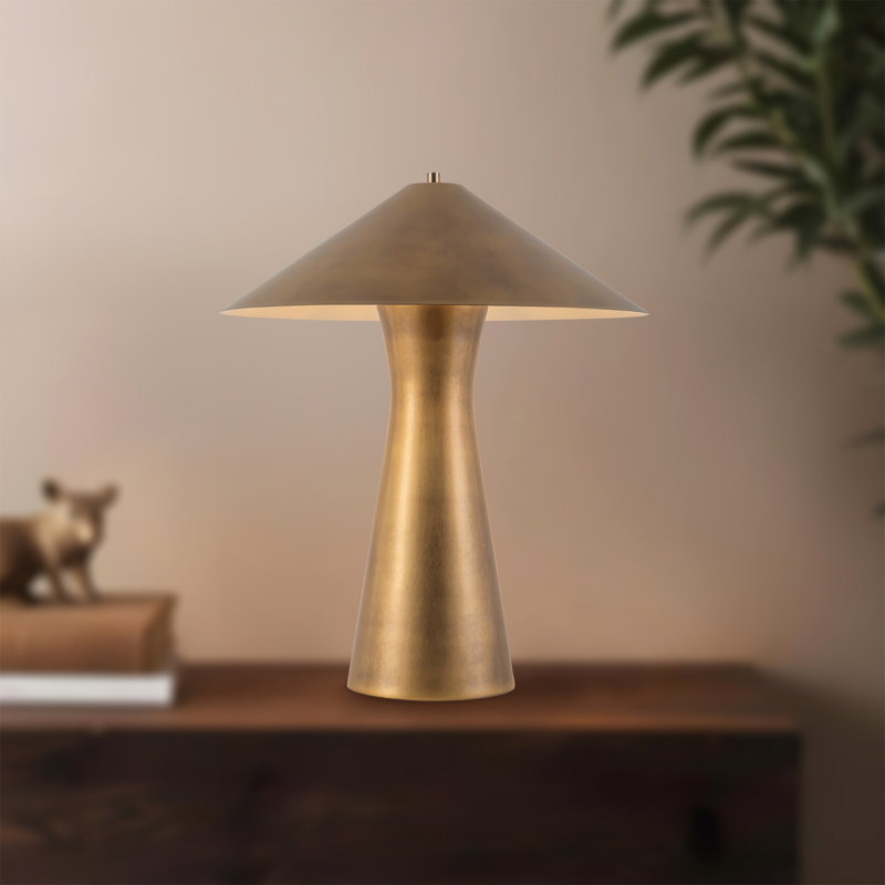 Blair 21-in Black Table Lamp, Vintage Brass