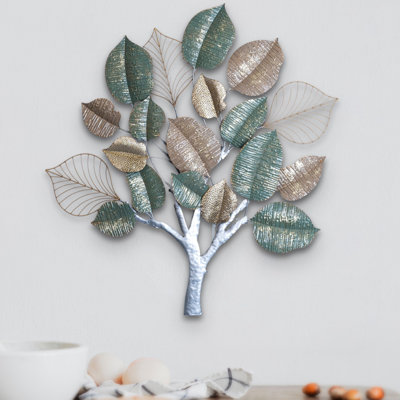Décoration murale arbre tropical en métal, feuille 42 "pour chambre à coucher principale
