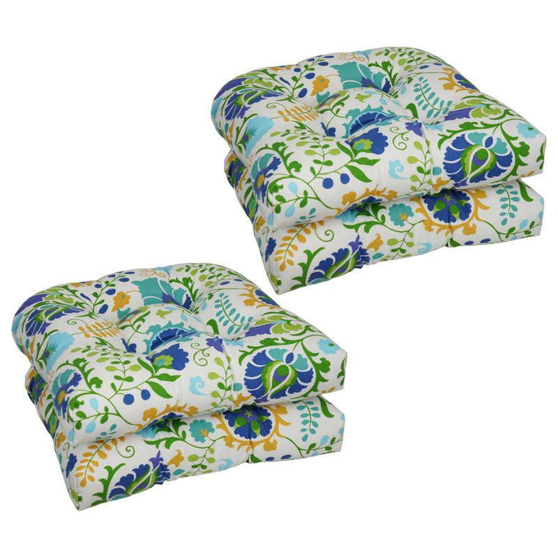 Coussin de chaise de salle à manger pour l'extérieur, Vert / bleu