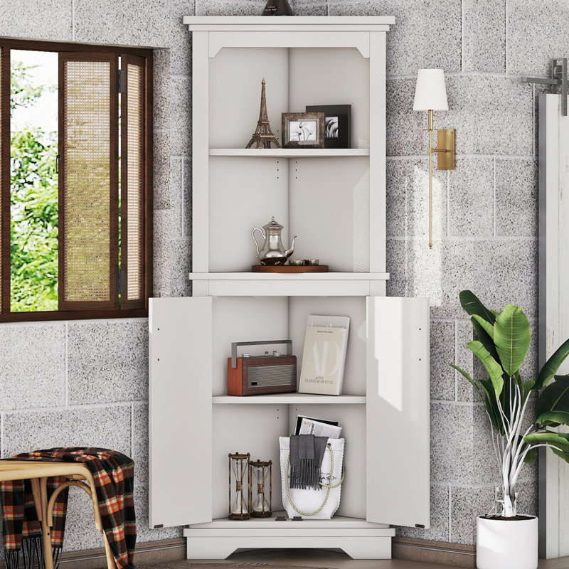 69.4" H X 29.3" W Corner 2 - Door Corner Storage Cabinet, White