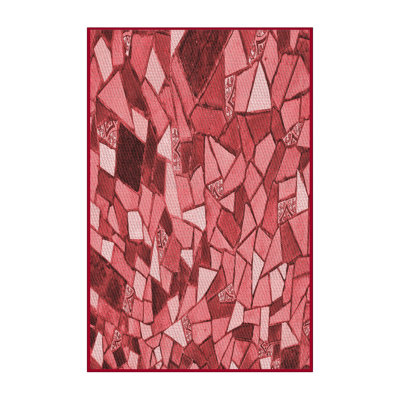 Tapis tissé à la machine en rouge