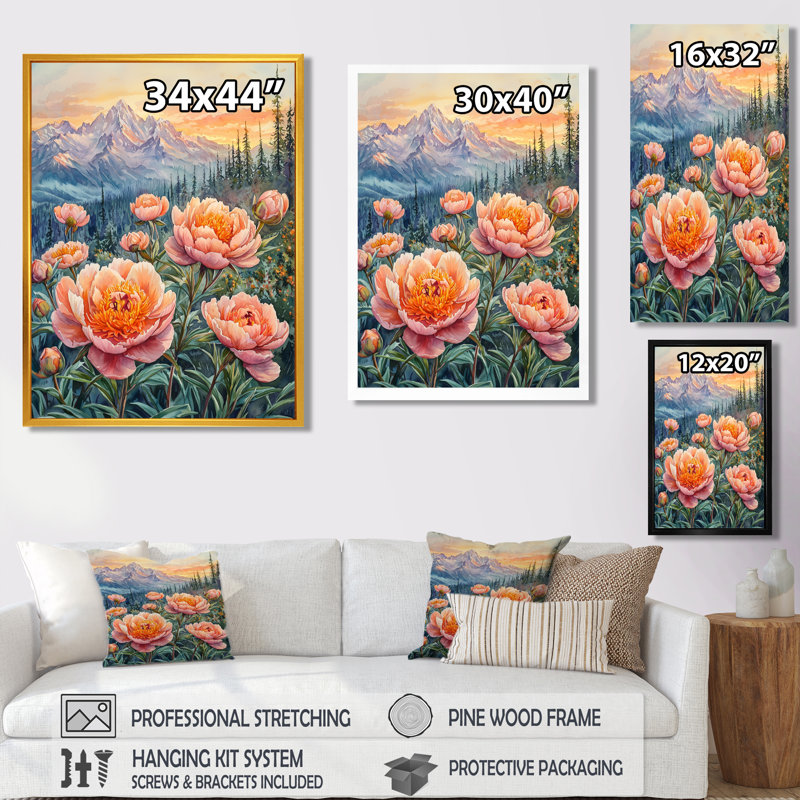 Kelliher - Floral Canvas Prints, Black, 20" H x 12" W, Single Picture Framed Print
